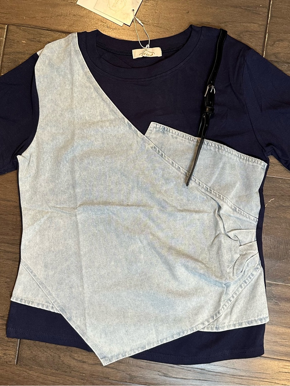 Women’s Two-Tone Navy & Light Denim Layered Tee